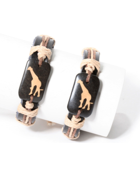 Giraffe Wooden Leather Bracelet