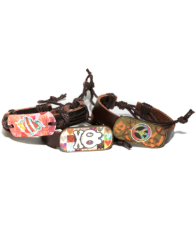 Assorted Tattoo Design Leather Bracelet Bulk