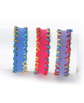 Assorted Multi Color Embroidered Suede Bracelet