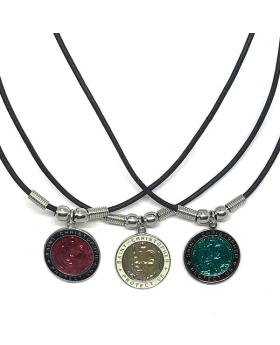 Assorted St. Christopher on black cord necklace