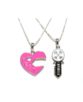 Heart Lock and Key Best Friend Necklace Set