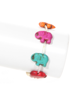 Assorted Gem Stone Elephant Bracelet