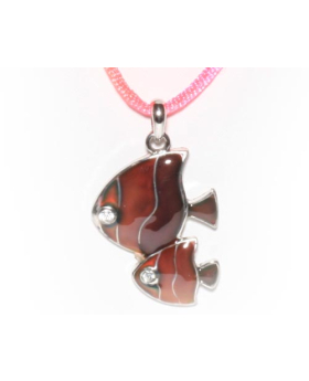 Mood Double Fish with Rhinestones Necklace