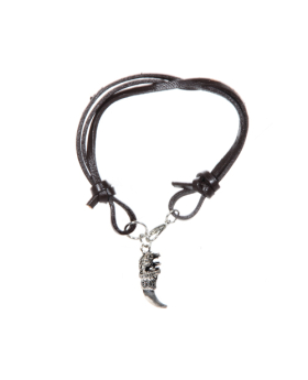 Leather Lion's Head Tooth Charm Bracelet