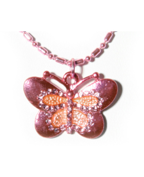 Assorted Color Butterfly with Rhinestones Necklace