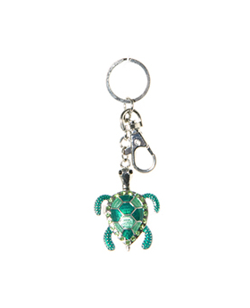 Turtle with Rhinestones Keychain