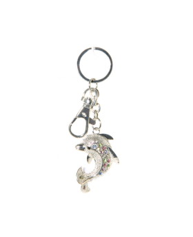 Dolphin with Rhinestones Keychain