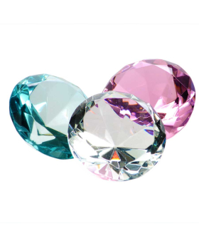 Assorted 4cm round diamond shaped Crystal