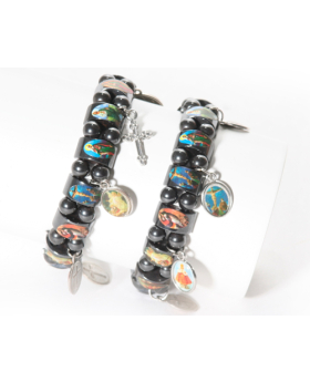 Hematite Saints Charm Bracelet