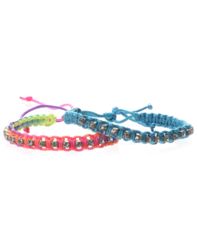 Assorted Neon Rhinestone Woven Bracelet