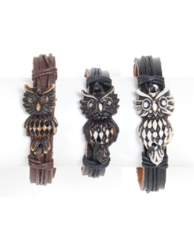 Assorted Owl Leather Bracelet