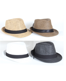 Asst Woven Straw Fedoras
