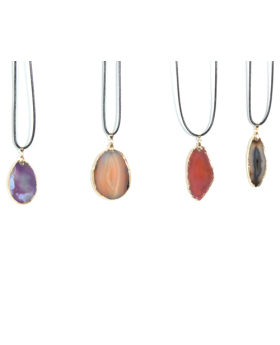 Gold Finish Geode Slice Necklace