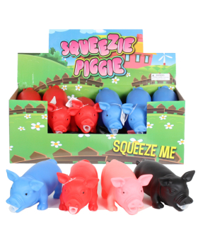 Assorted Color 8 inch Squeezie Squeakie Pig