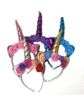 Unicorn Headband with Roses