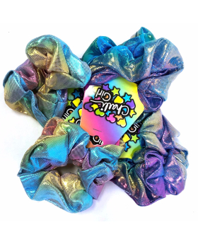 Iridescent rainbow scrunchie