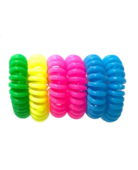 6 piece Spiral Neon opaque Hair Ties