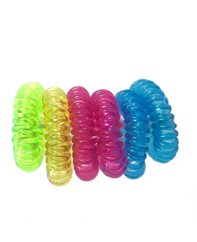 6 piece Spiral Neon transparent Hair Ties