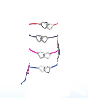 Assorted adjustable string interlocking Heart Bracelet