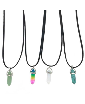 Pointy Assorted Crystal silver Necklace