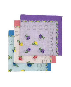 Purple/Blue/Peach assorted floral Handkerchief