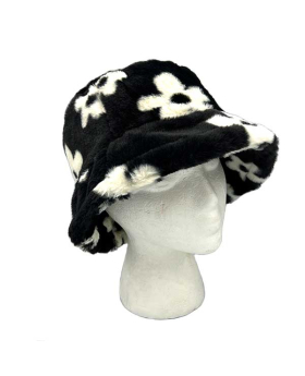3 Assorted Flowered Furry Bucket Hat