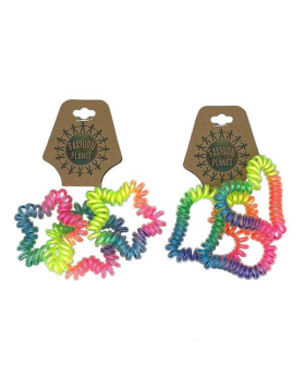 Assorted Heart and Star shaped Rainbow coiled Hair Band/Bracelet