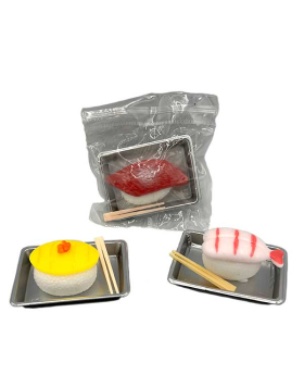 2.875" Silver Tray with squish Sushi and Chopsticks assorted