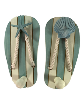 2 Assorted wood sandal wall hooks