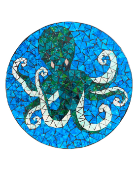 Round mosaic octopus wall plaque