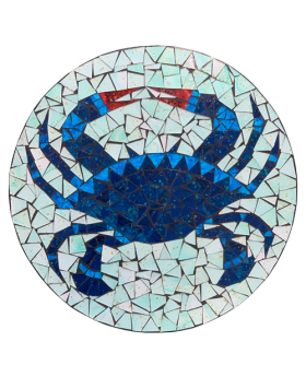 Mosaic round Blue Crab wall plaque