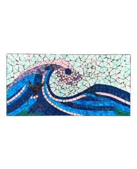 Wave rectangular mosaic wall plaque