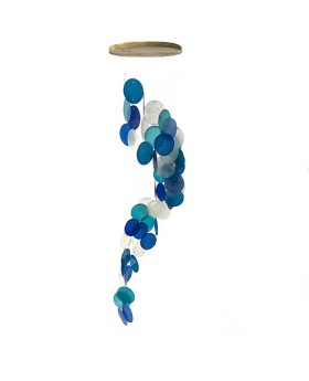 Spiral staircase blue/white/turquoise Capiz chime