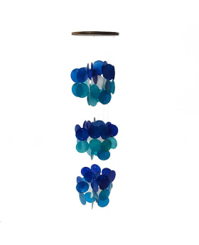Triple ball blue/white/turquoise Capiz chime