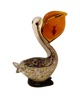 Glass Pelican figure with fish in beak