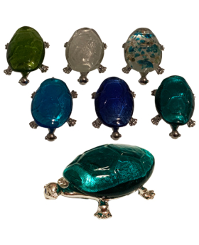 6 Assorted glass/metal Turtles