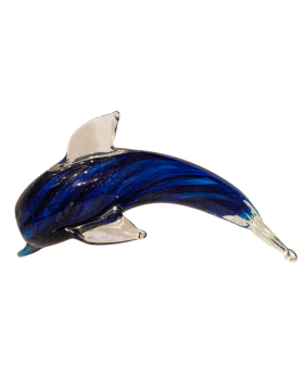 Glass Dolphin with glitter blue swirl