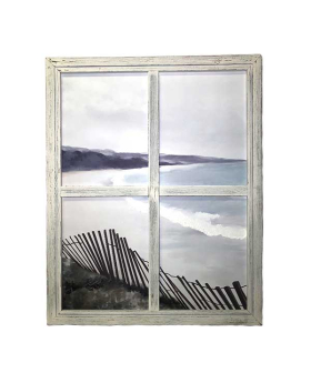 Special Price  Wood Window Coastal View Wall Plaque