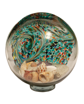 Large glass Beach Globe with sand and shells