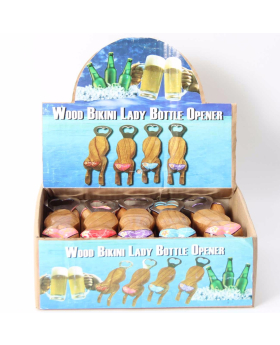 Wood bikini lady bottle opener
