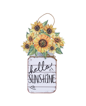 Special Price  Wood Hello Sunshine with Sunflower Wall/Door Sign
