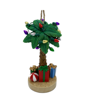 Resin Palm Tree with Lights Christmas Ornament 