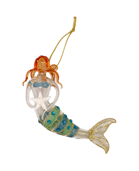 Mermaid Holding Starfish Glass Ornament