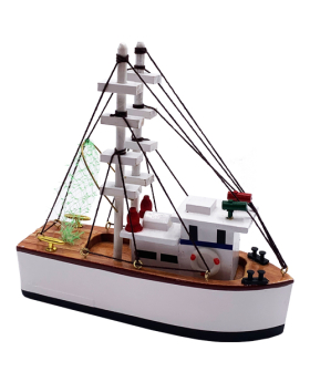 Wood Shrimp Boat Figure