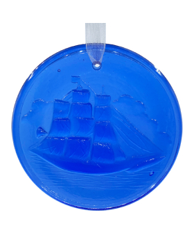 Cobalt Blue Glass Clipper Ship Suncatcher