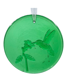 Green Glass Hummingbird Suncatcher