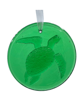Green Glass Sea Turtle Suncatcher