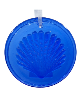 Cobalt Blue round Glass Pectin Shell Suncatcher