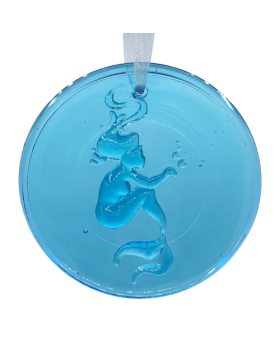 Turquoise round Glass Mermaid Suncatcher