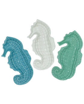 3 asst. Ceramic Seahorse Dishes